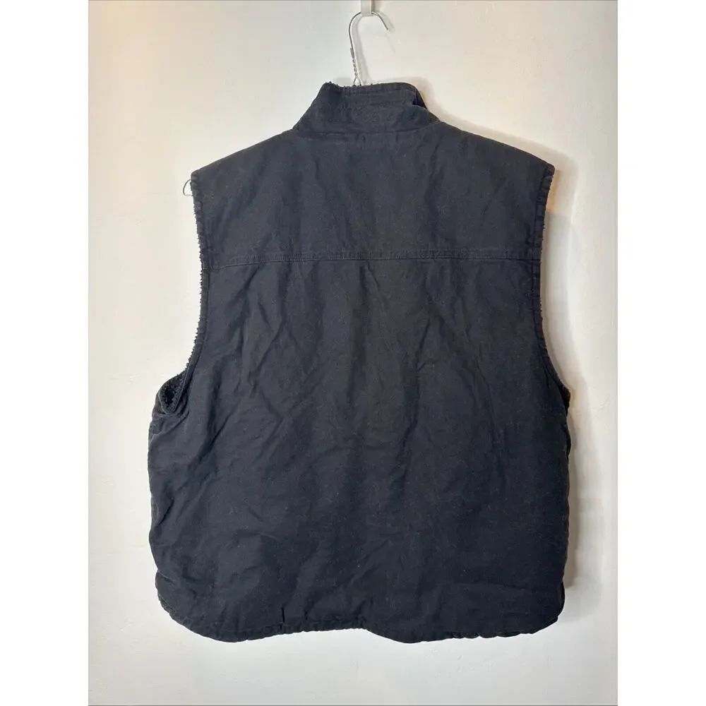 Genuine Dickies Mens Sherpa Vest Jacket Full Zip Up 100% Cotton Pockets Black XL